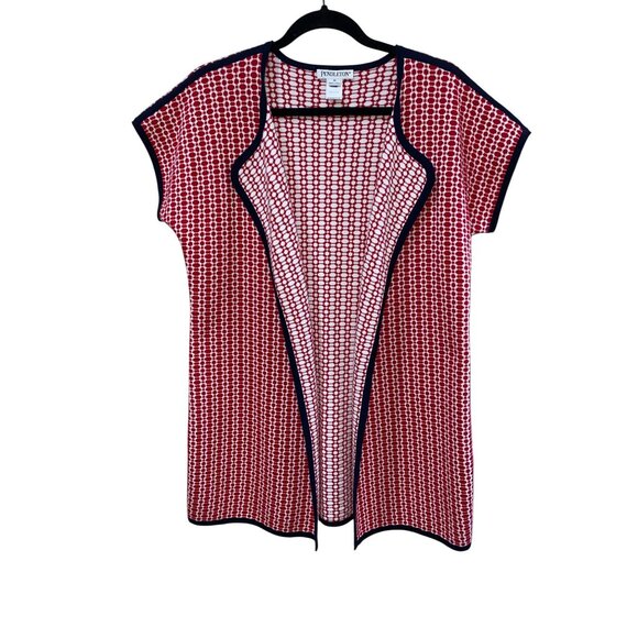 Pendleton Womens Open Front Red & White Cardigan Jacket M Cotton - Picture 7 of 7